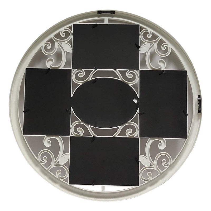 MKUN 2Pack of 4x6 Wall Photo Collage Frames - Round Circular Circle Wall Hanging Picture Collage Frame with Leaf Decoration, 5- Opening (White) - Image 2